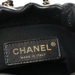 Lambskin Quilted Pearl Mini About Pearls Drawstring Bag Black