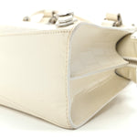 Semi Shiny Calfskin Crocodile Embossed Neo Classic Silver Hardware Nano City Crossbody White