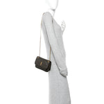 Grained Lambskin Monogram Mini Niki Chain Satchel Dark Cork