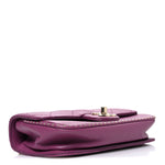Caviar Quilted Mini Studded Flap  Purple