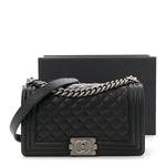 Caviar Quilted Medium Boy Flap Black