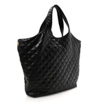 Lambskin Quilted Maxi Icare Shopping Tote Black