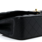 Caviar Quilted Medium Double Flap Black