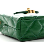 Shiny Aged Calfskin Quilted Mini Nano Kelly Shopper Green