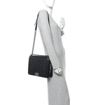 Calfskin Embossed Stitch Large Boy Flap Black
