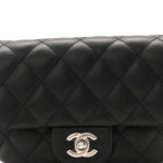Calfskin Quilted CC Uniform Flap Belt Bag Black