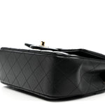 Lambskin Quilted Mini Top Handle Rectangular Flap Black