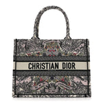 Canvas Embroidered Medium Book Tote White Multicolor