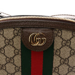 GG Supreme Monogram Textured Dollar Calfskin Web Small Ophidia Dome Shoulder Bag Beige Ebony New Acero