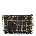 Lambskin Chain Frame Shoulder Bag Black