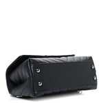 Caviar Chevron Quilted Mini Coco Handle Flap Dark Grey