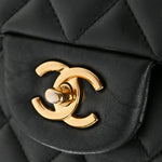 Lambskin Quilted Jumbo Double Flap Black