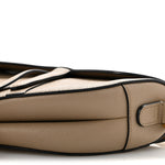 Grained Calfskin Saddle Bag With Strap Taupe