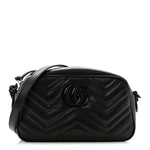 Calfskin Matelasse Monochrome Small GG Marmont Chain Shoulder Bag Black