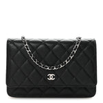 Caviar Quilted Wallet on Chain WOC Black
