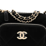 Velvet Effect Nylon Shiny Crumpled Calfskin Mini Quilted Chanel 25 Clutch With Chain Black