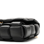 Lambskin Maxi Intreccio Padded Chain Cassette Crossbody Bag Black
