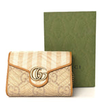 Raffia GG Monogram Matelasse GG Marmont Chain Wallet Natural Beige Off White Sun Oil