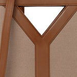 Smooth Calfskin Canvas Y Small Bucket Bag White Camel