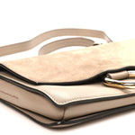 Suede Calfskin Small Faye Shoulder Bag Motty Grey