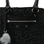 Raffia Woven Large Le Cagole Panier Tote Black