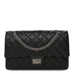 Aged Calfskin Quilted 2.55 Reissue 225 Flap  Black