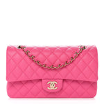 Caviar Quilted Medium Double Flap Dark Pink