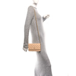 Caviar Quilted Wallet on Chain WOC Beige