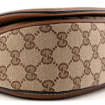 GG Monogram Calfskin Medium Blondie Top Handle Bag Beige Dark Brown