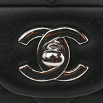 Calfskin Quilted CC Uniform Flap Belt Bag Black