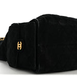 Suede Quilted Medium Chanel 25 Handbag Black
