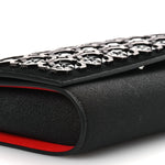 Suede Glitter Calfskin Embellished Paloma Clutch Black