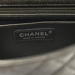 Metallic Caviar Quilted Mini Rectangular Flap Dark Grey