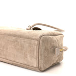 Suede Calfskin Large Perfect Bowling Bag Grey