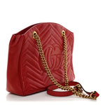 Calfskin Matelasse Medium GG Marmont Open Top Shoulder Bag Hibiscus Red