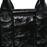 Shiny Crinkled Calfskin Mini The Tote Bag Black