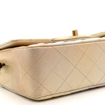 Metallic Goatskin Quilted Mini Rectangular Flap Gold
