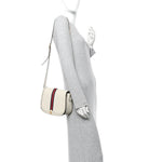 Textured Calfskin Small Ophidia Flap Messenger Bag Mystic White