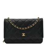 Caviar Quilted Wallet on Chain WOC Black