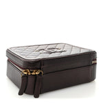 Iridescent Caviar Quilted Medium CC Filigree Vanity Case Burgundy