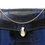 Shiny Karung Medium Serpenti Forever Crossbody Bag Dark Blue