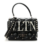 Lambskin VLTN Print Candystud Top Handle Bag Black