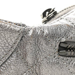 Metallic Calfskin Quilted Banane Waist Bag Fanny Pack Dark Silver