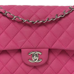 Iridescent Caviar Quilted Medium Double Flap Pink