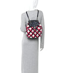 Lambskin Shearling Small Urban Spirit Backpack White Fuchsia Navy