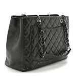 Caviar Quilted Grand Shopping Tote GST Dark Silver