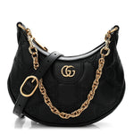 Calfskin GG Matelasse Mini Hobo Shoulder Bag Black