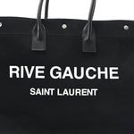 Linen Calfskin Rive Gauche Tote Black