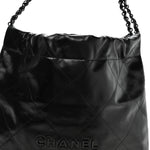 Shiny Calfskin Quilted Small Chanel 22 So Black