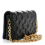 Lambskin Embossed Monogram Pochette Coussin Black